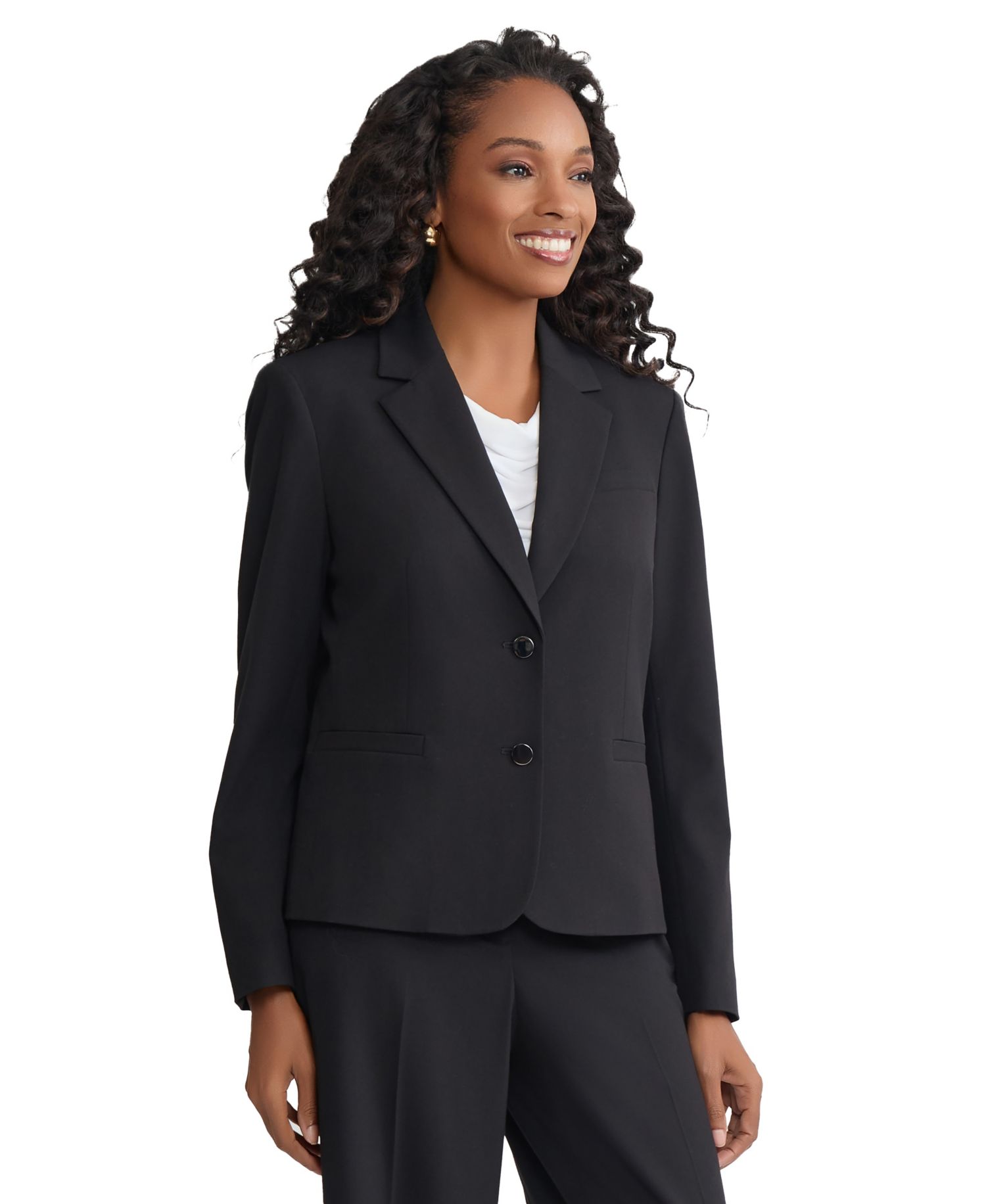 Women's Notch Collar Two Button Stretch Blazer