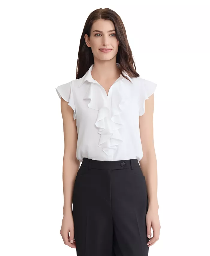 Women's Ruffle Detail Collared Top - thumbnail 5