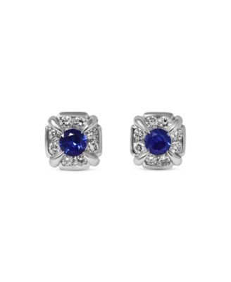 Sapphire (3/8 ct. t.w.) & Diamond (1/3 ct. t.w.) Stud Earrings in 14k White Gold