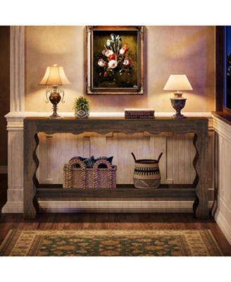 63" Narrow Long Entryway Table, 2-Tier Modern Farmhouse Entry Table