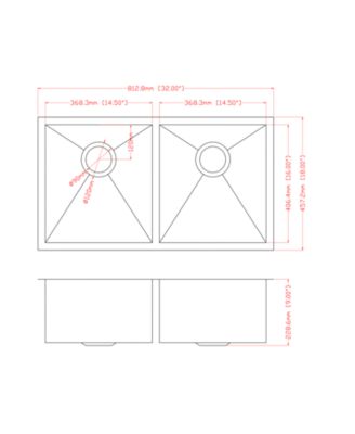 32x18x9inch Undermount Double Bowl Kitchen Sink 16 Gauge Stainless Steel 50 and 50 Split