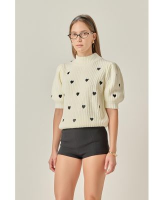 Women's Heart Shape Embroidery Sweater