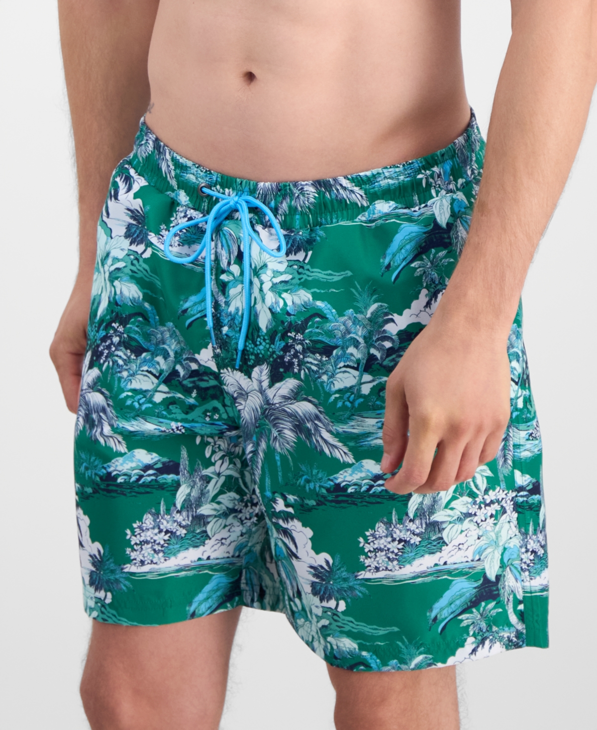 Club Room Men's Elloe Tropical Scene Swim Trunks, Macy's Exclusive