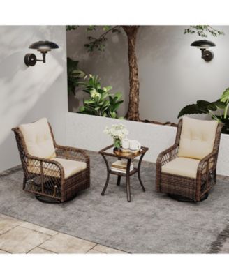 Outdoor 3-Piece Furniture Set with Swivel Gliders and Side Table