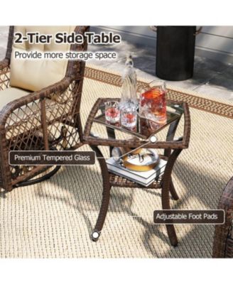 Outdoor 3-Piece Furniture Set with Swivel Gliders and Side Table