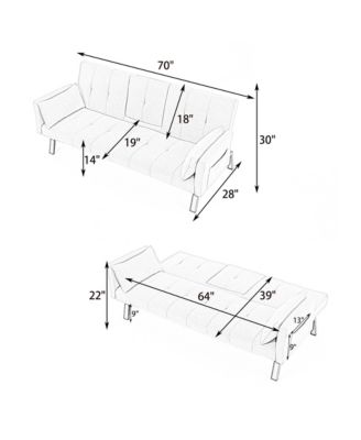 70-Inch Multi-Functional Cotton and Linen Sofa Bed, Instantly Switch between Living Room and Bedroom