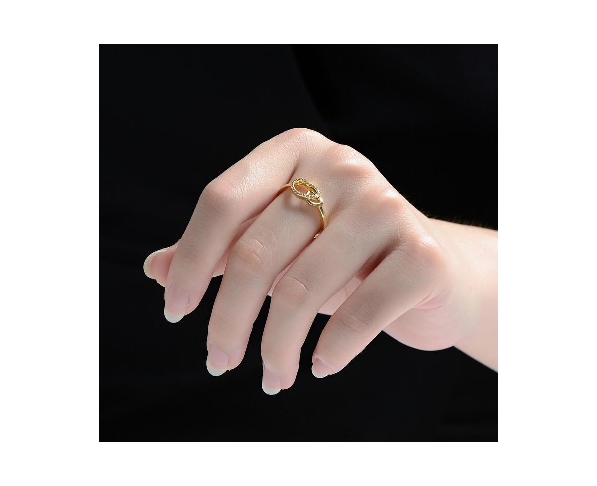 Rachel Glauber Timeless 14K Gold Plated Cubic Zirconia Two Hearts Ring