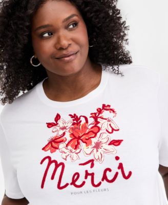 Trendy Plus Size Merci Embroidered Graphic Top