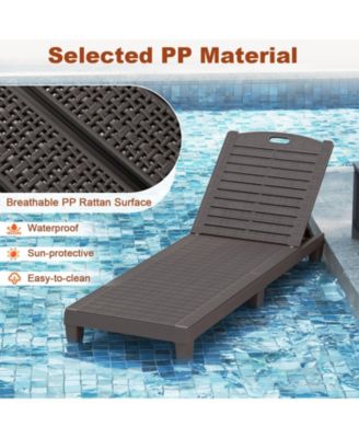 Set of 2 Outdoor Chaise Lounge Chairs with 4-Position Back