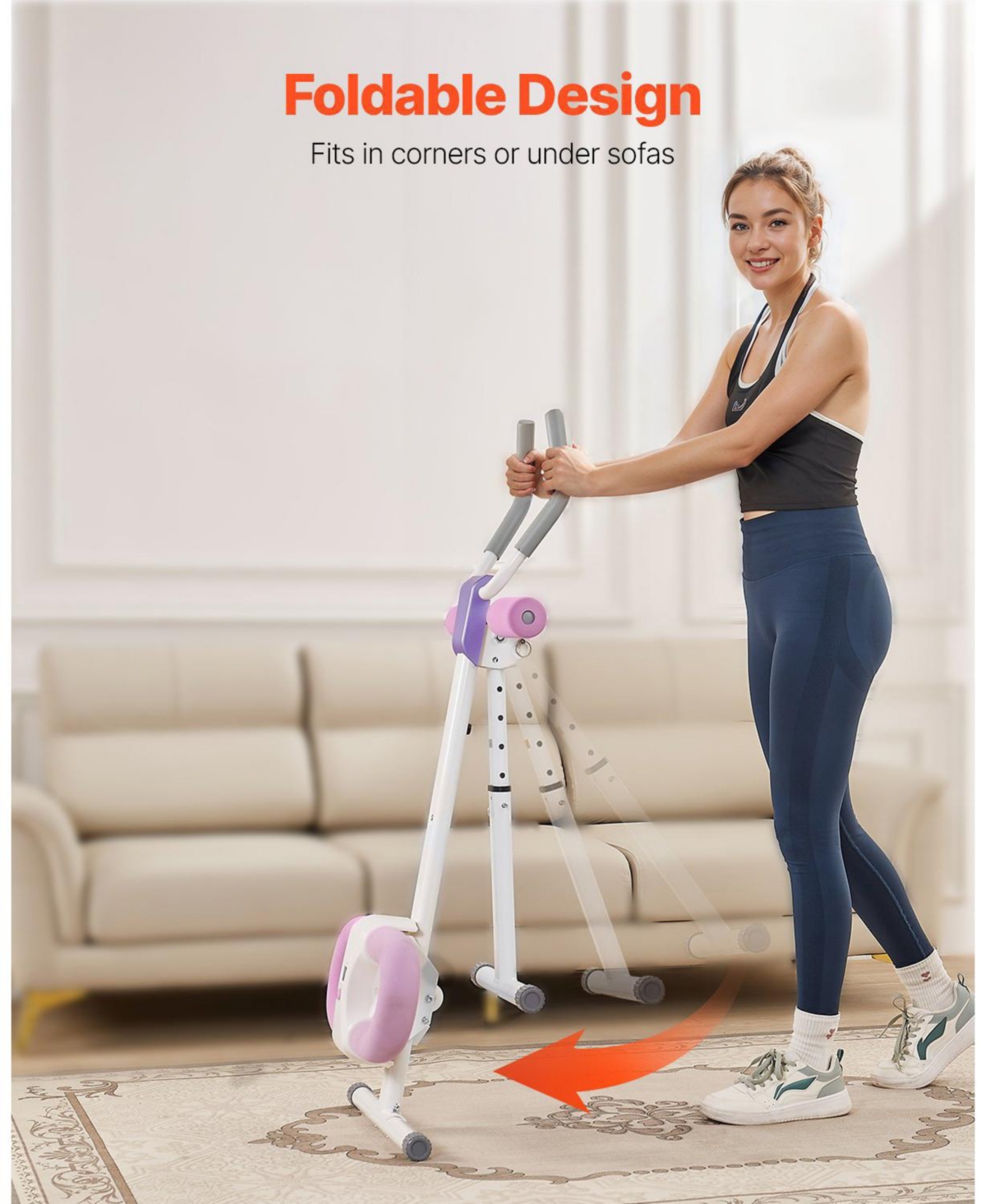 Mecale Ab Workout Machine, Foldable Core Trainer with Adjustable Resistance for Home Exercise, 330 lb Capacity