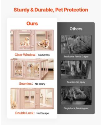 Dog Whelping Box, 60 x 59 x 23 in Clear Plastic Whelping Pen for X-Large Dogs, Waterproof w/ Windows & Door Lock, Easy-Clean Indoor Birth Kit