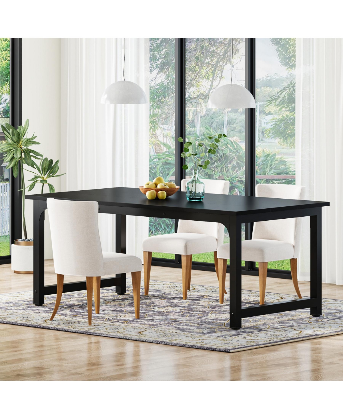 Tribesigns 63-Inch Dining Table for 4-6, Industrial Rectangular Kitchen Table, Modern Wooden Dinner Tables with Sturdy Metal Legs