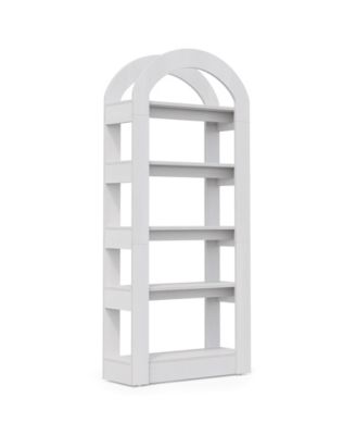 5-Tier Bookshelf, Arch-Shaped Racks, Tall Standing Wooden Bookcase Display Shelf Modern Storage Solution