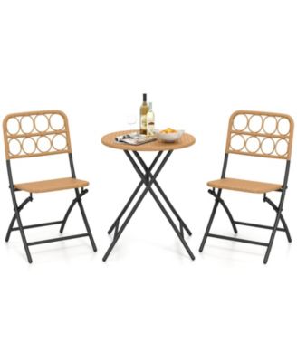 Compact 3 Piece Patio Bistro Set with Round Table and Chairs