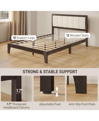 Full Size Bed Frame with Headboard Platform Bed Frame Charcoal