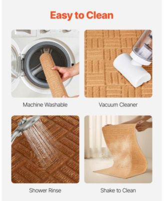 Beige Door Mat, 29.5 x 17.7 in Low-Profile Doormat w/ Non-Slip Rubber Backing, Absorbent Dirt-Trapping Entry Mat for Porch/Patio