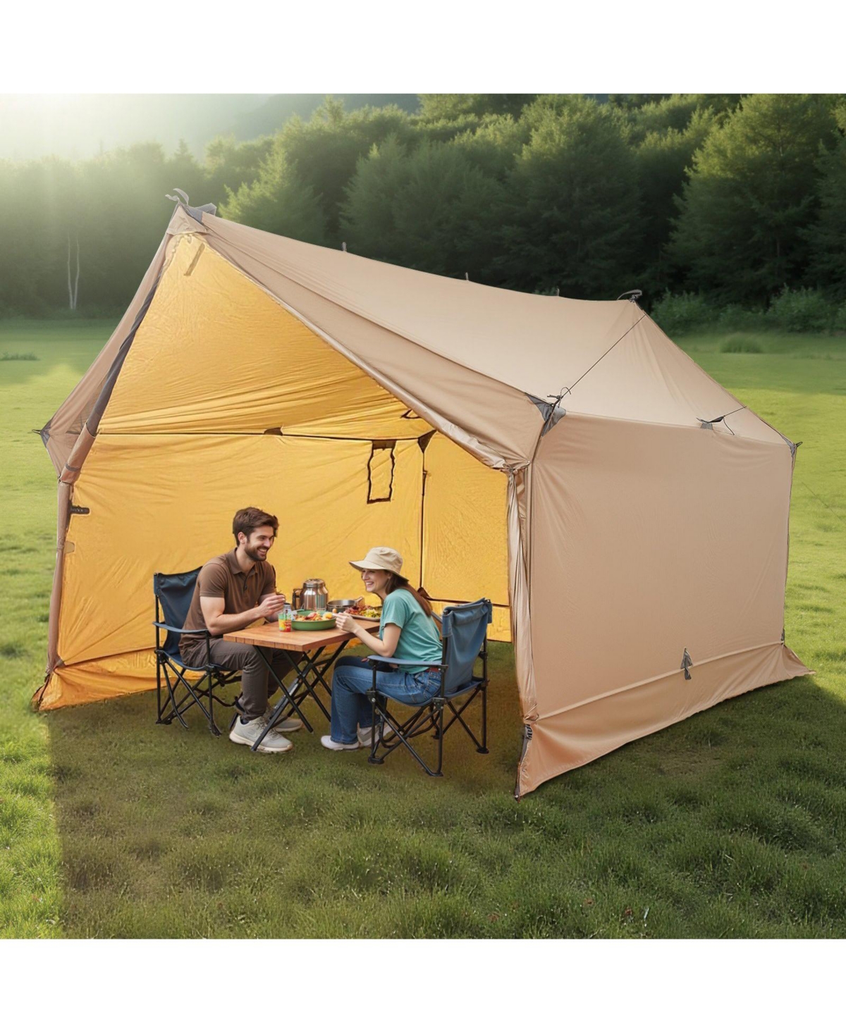 Mecale 2-Person Cabin Hot Tent, 4-Season Waterproof Winter Tent with Stove Jack, Vents, Lightweight Portable Shelter