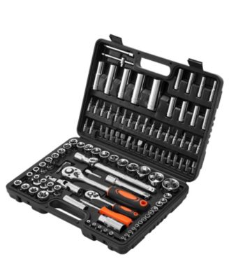 108-Piece Socket & Ratchet Set, 1/4" & 1/2" Drive Metric 4–32mm, Bits & Accessories, Storage Case, CR-V Alloy Steel