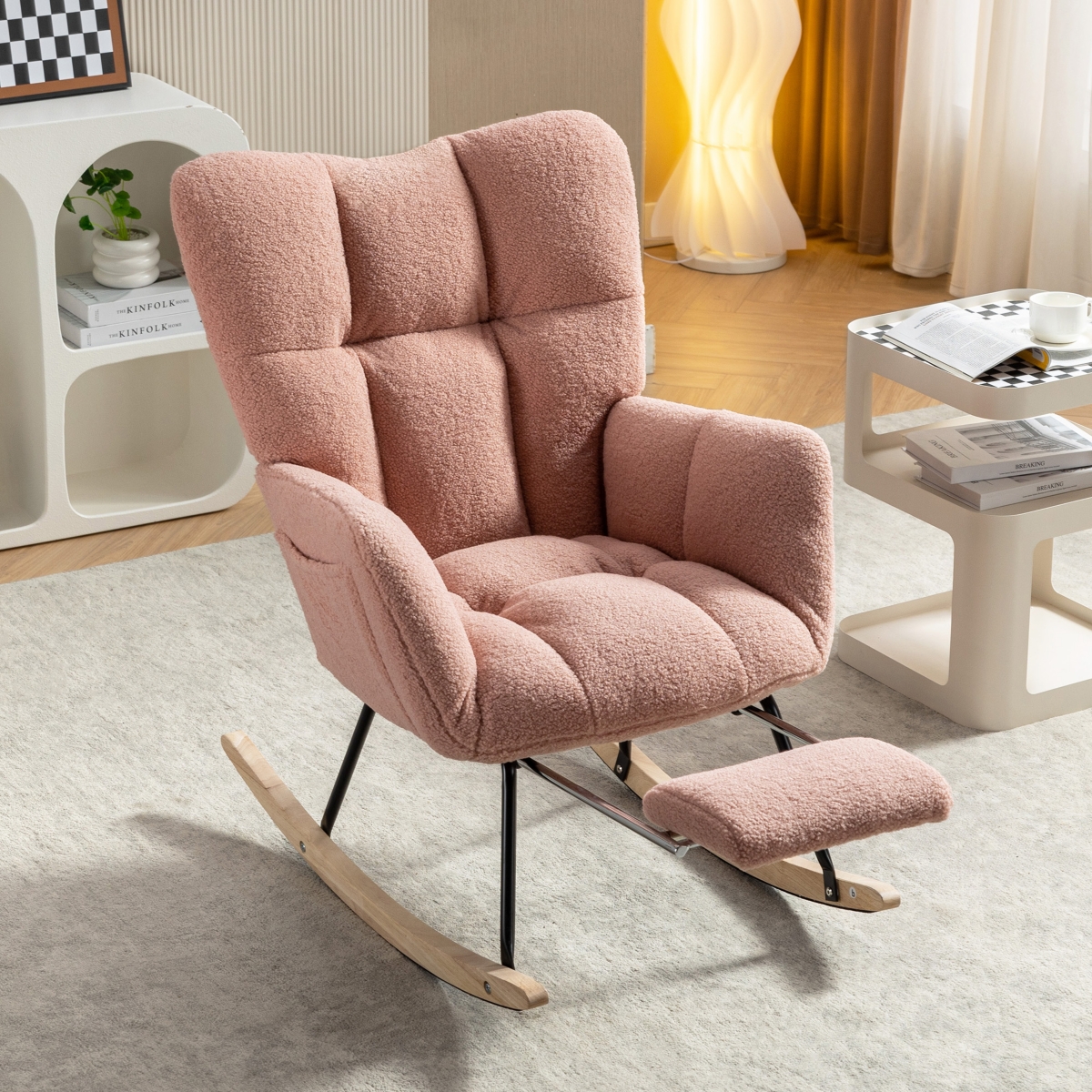 Boyel Living Modern Rocking Chair, Leisure Sofa Glider Chair, Comfy Accent Chair, Lounge Chair with High Backrest