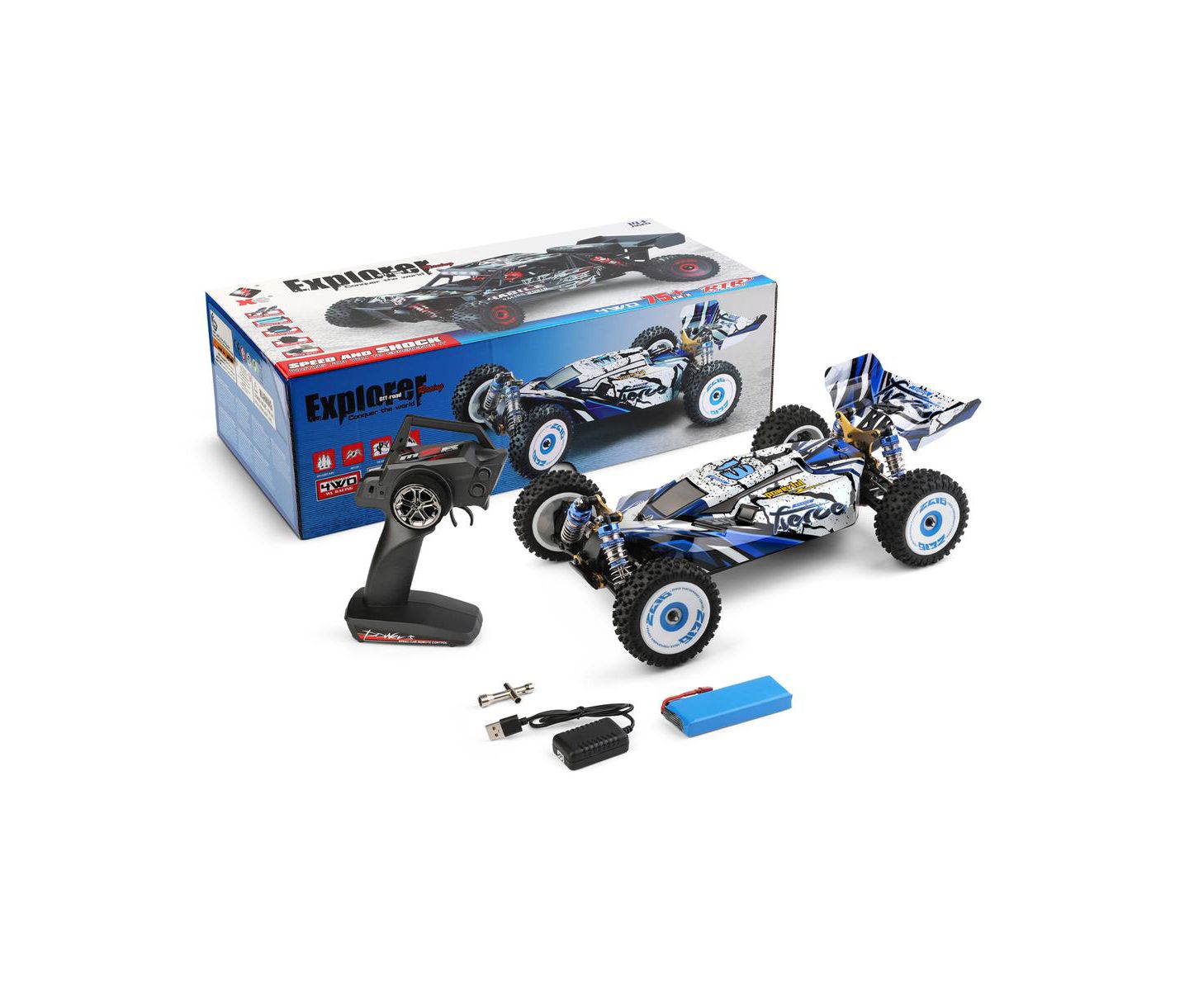Детская игрушка Bruce & Shark 1:12 Scale 47 Mph High-Speed 4WD All-Terrain Remote Control Racer — фото 1