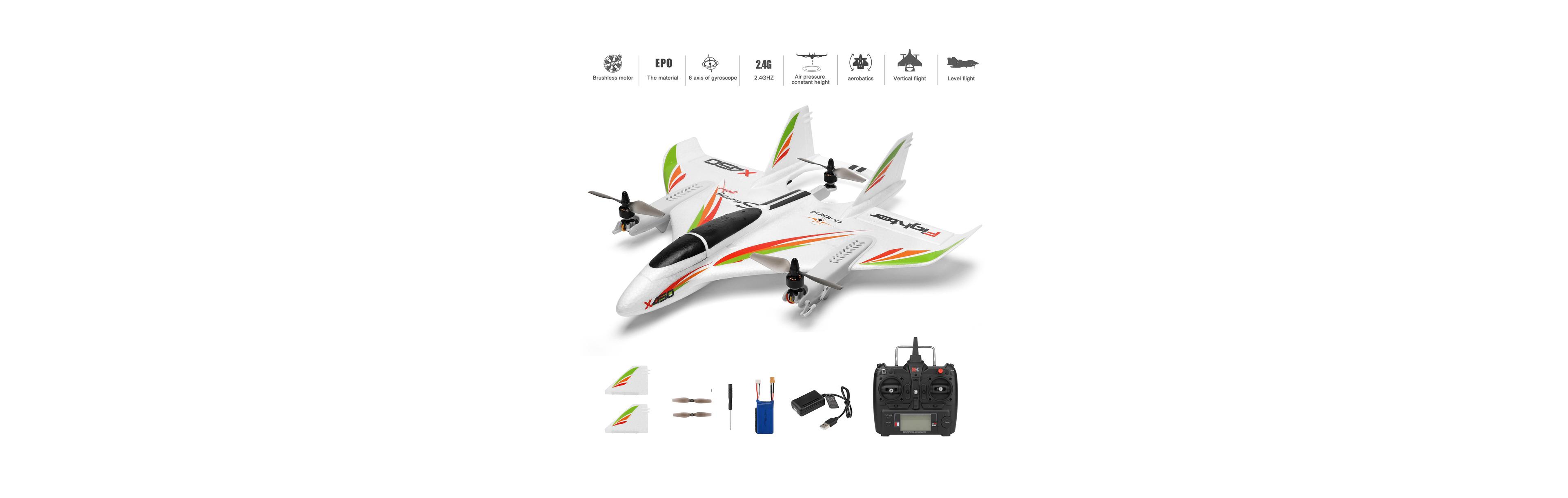 Bruce & Shark Vtol Rc Plane | 6CH, 3D/6G Modes, Brushless Motors, Led Lights