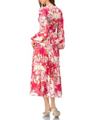 Women's Puff Sleeve Floral Maxi Dress