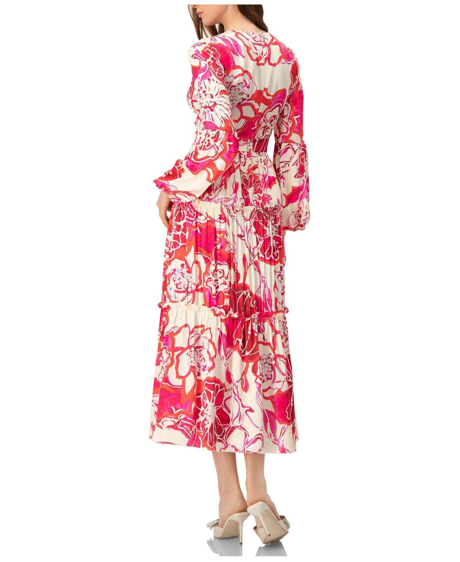 Women's Puff Sleeve Floral Maxi Dress