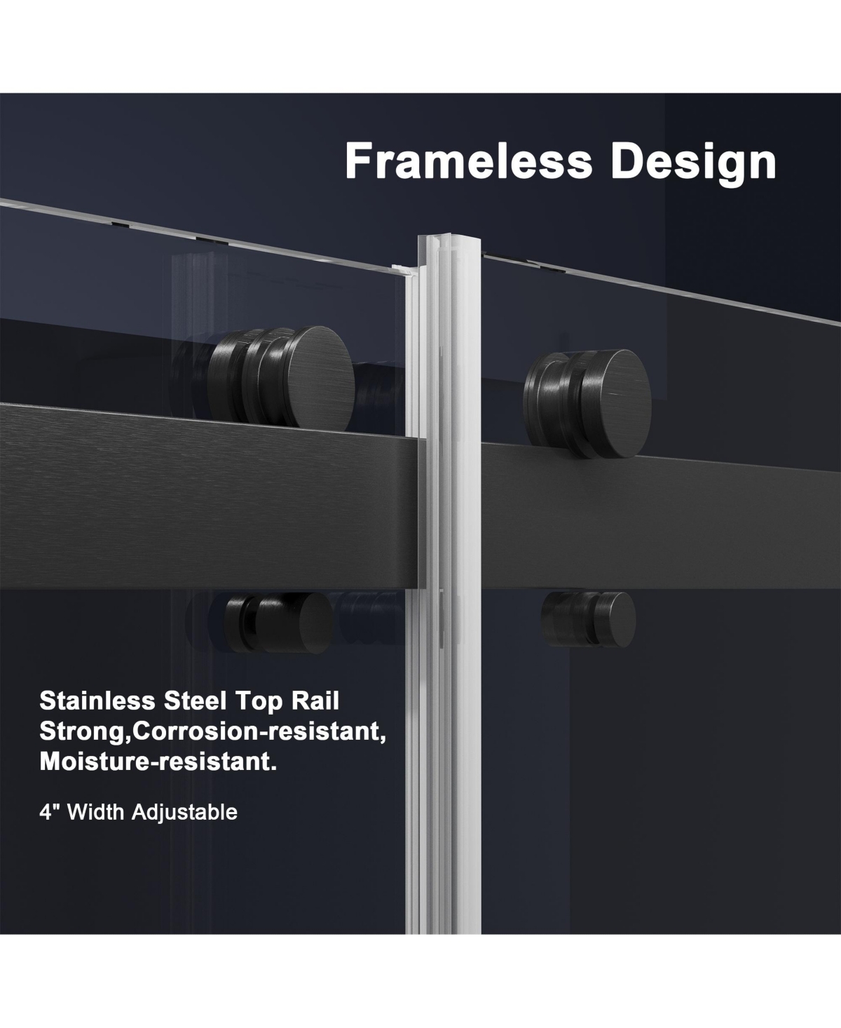 Lovmor Frameless Bathtub Shower Doors 56-60 W x 60 H Matte Black