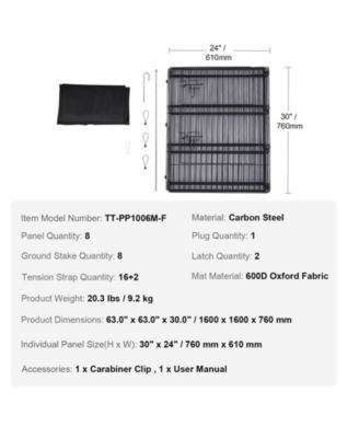 Dog Playpen, 8-Panel 30"H x 24"W Foldable Metal Exercise Pen w/ Door & 600D Oxford Bottom Pad, Indoor/Outdoor Pet Fence