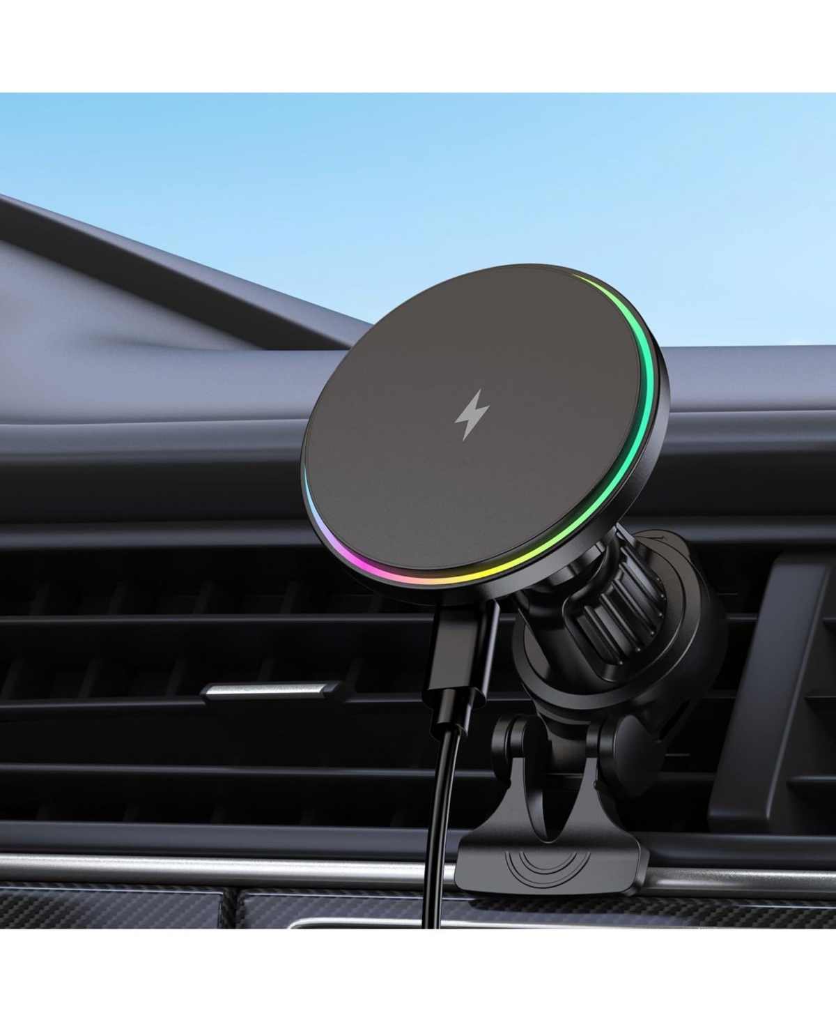Risokeys Car Magnetic Wireless Charger, 15W Fast Phone Holder, 360° Adjustable for Air Vent, Compatible with iPhone 16 15 14 13 12 Pro Max Plus