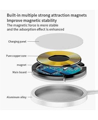 Magnetic Wireless Charger | 15W Magnetic Charging Pad with Built-in 3-Foot USB-C Cable for Charging iPhone 12/12 Pro / 12 Pro Max / 12 Mini