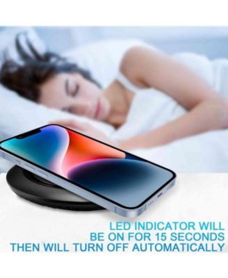 Round desktop wireless charger, 15W maximum fast wireless charging pad, compatible with i-Phone 14 for Apple, Black