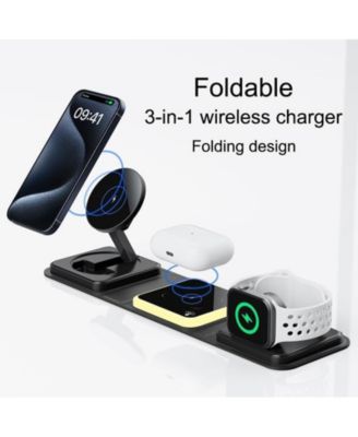 3 in 1 Foldable Wireless Charger, Portable Folding, for iPhone Fast Charging.