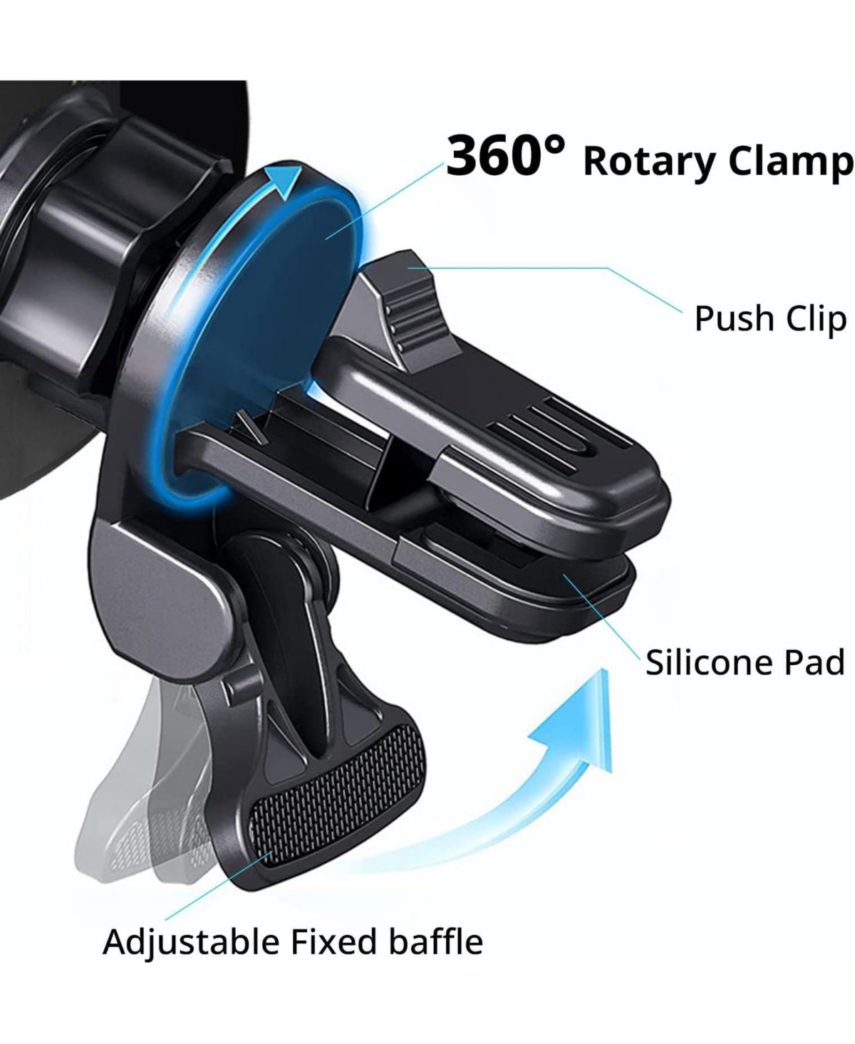 Risokeys Wireless Car Charger, 15W Fast Charging 360 Degree Led Car Charger Phone Holder Phone Holder for Apple Fast Charging