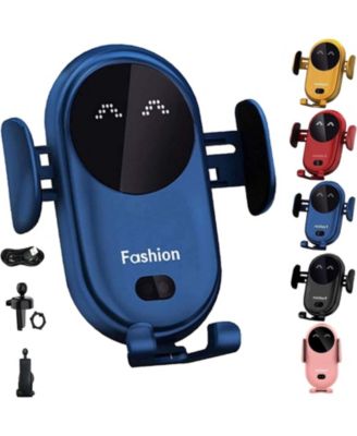 Infrared induction induction car wireless charger, new upgraded smart car wireless charger mobile phone holder for mobile phones (Blue)