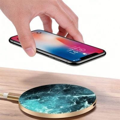 Aluminum Alloy Wireless Charger, 10W Marble Pattern Wireless Charger, HE-WT16 QC Input CE Certification for iPhone,Green