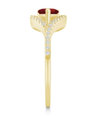 Gemstone and Diamond Ring (1/5 ct. t.w.) in 10K White Gold (also in 10K Yellow Gold)