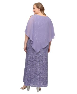 Plus Size Beaded Popover Gown