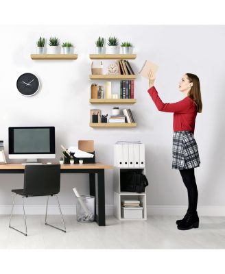 5 Pack 16 Inch Long Floating Wall Shelves for Bedroom, Decor, Kitchen, Living Room - for Trophies, Frames, Bookshelf