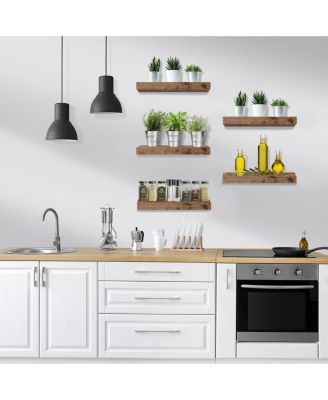 5 Pack 16 Inch Long Floating Wall Shelves for Bedroom, Decor, Kitchen, Living Room - for Trophies, Frames, Bookshelf