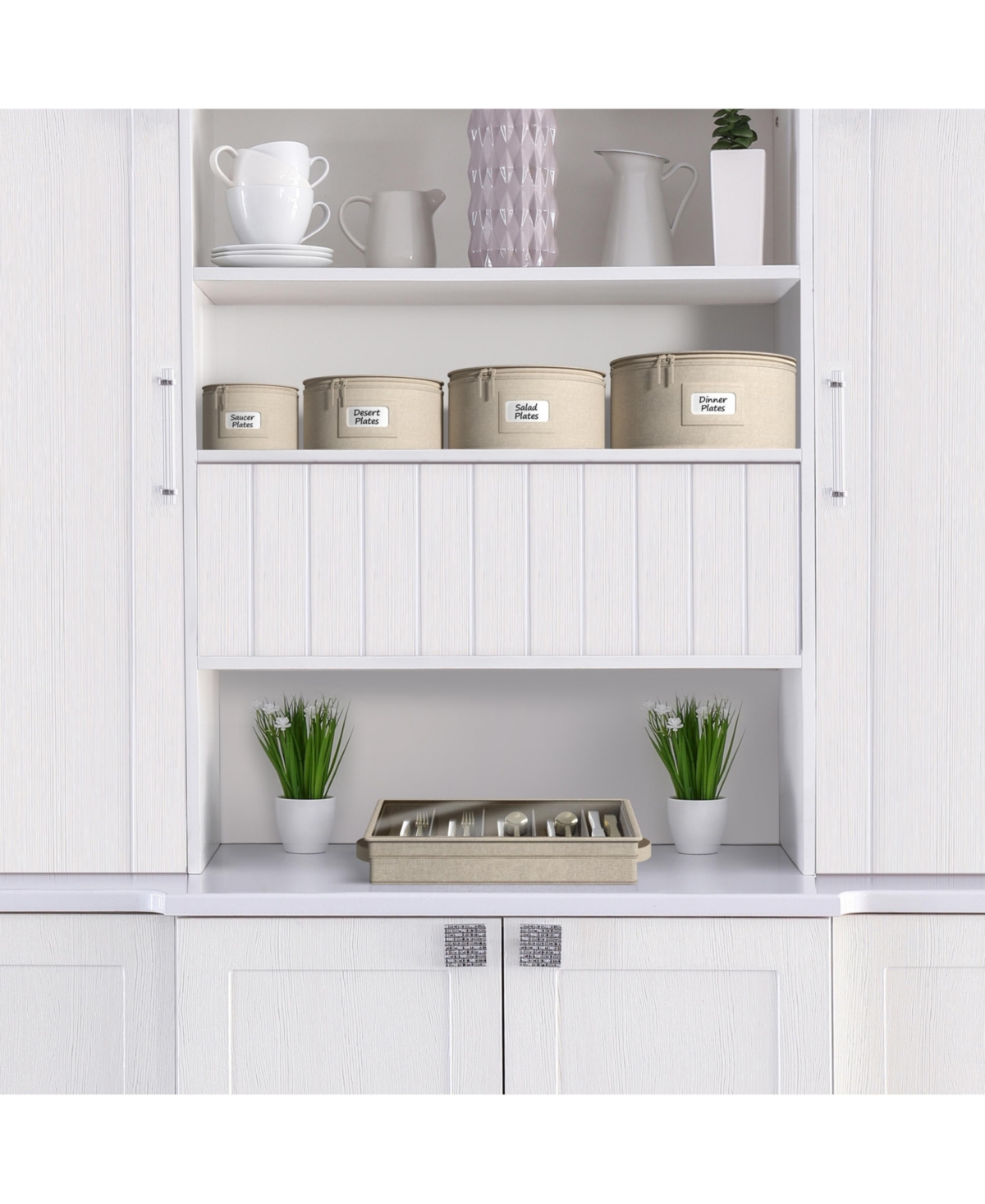 Sorbus China Storage Container – Dinnerware Organizer for Bowl Plate with Lid (Holds Service 12) Felt Protectors 9&#x