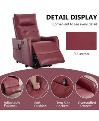 Faux Leather Power Lift Recliner Chair 155° Recliner with Massage Heat USB for Indoor Elderly