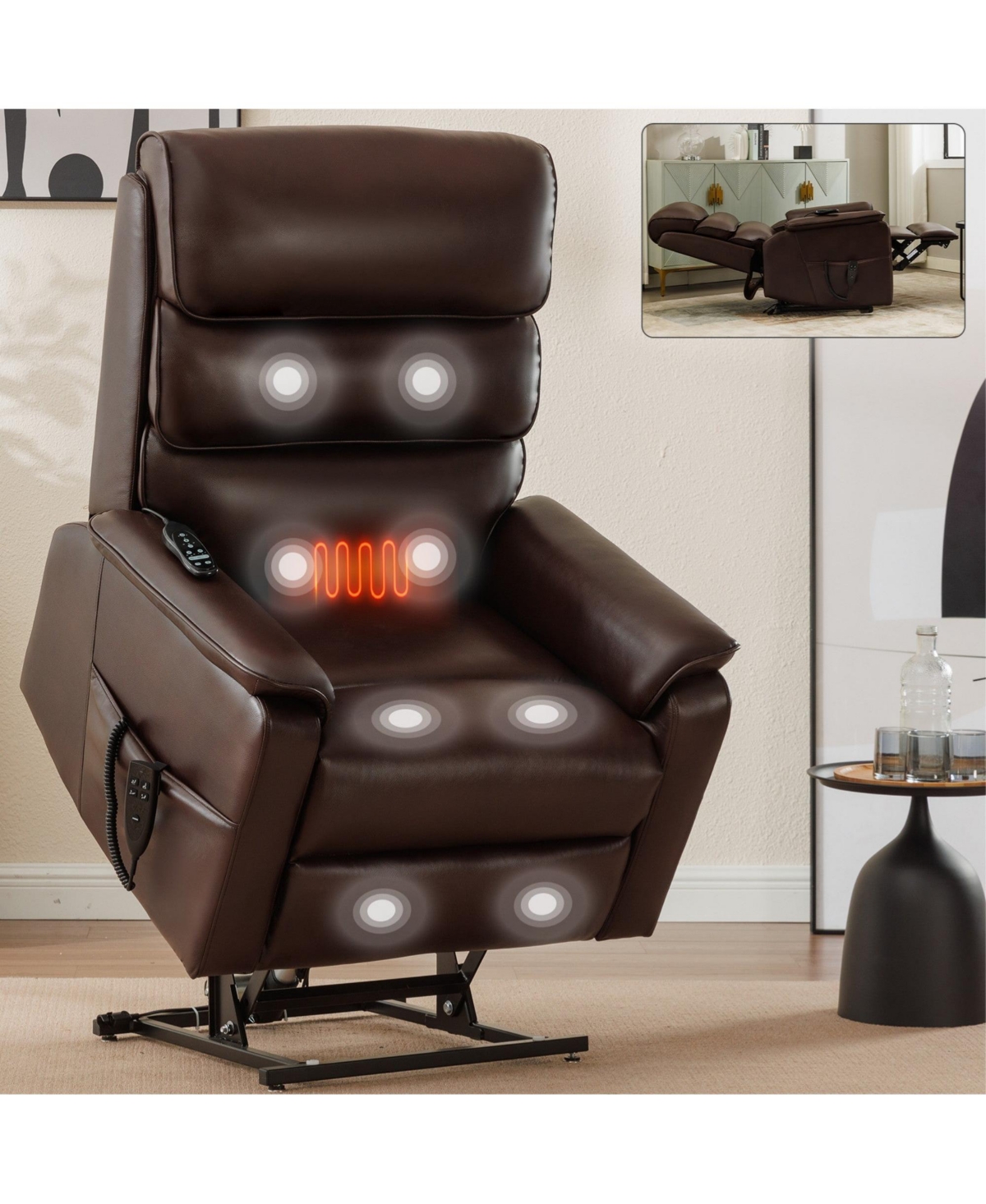 Boyel Living Dual Motor Power Lift Recliner Chair with Power-Remote Heat Massage and Heavy Duty Motion Mechanism