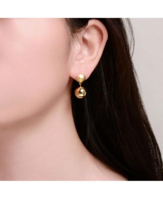 Elegant 14K Gold Plated Ball Drop Stud Earrings