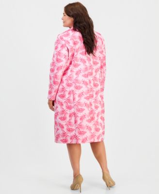 Plus Size Jacquard Collared Open-Front Topper