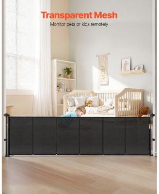 Retractable Baby Gate, 34 in Tall, Extends up to 110 in Wide, Mesh Safety Gate for Kids/Pets, Easy Install for Stairs & Doorways, Black