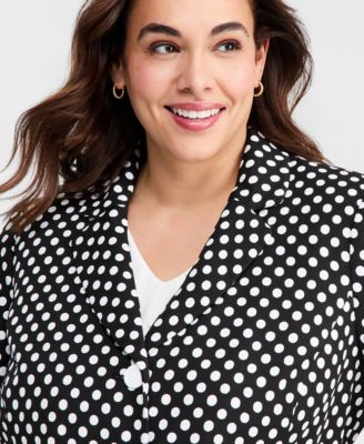 Plus Size Dot-Jacquard 3/4-Sleeve Jacket