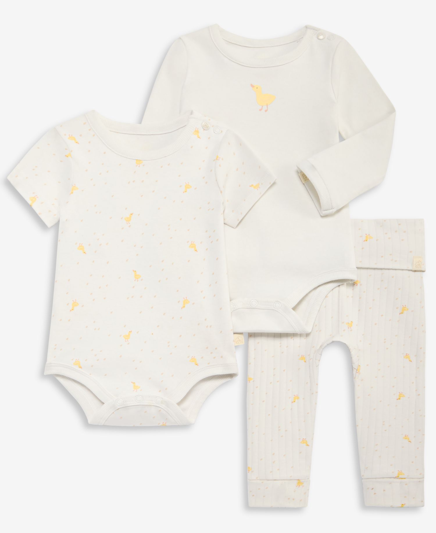 Baby Boys' Duck Print Bodysuits and Pants, 3-Piece Set