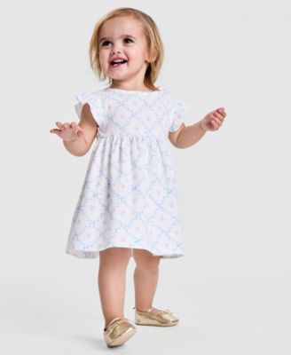 Baby Girls' Floral-Print Dress & Soft Sole Metallic Ballet Flats