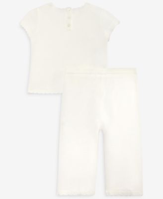 Baby Girls' Crochet Floral Sweater-Knit Pants Set